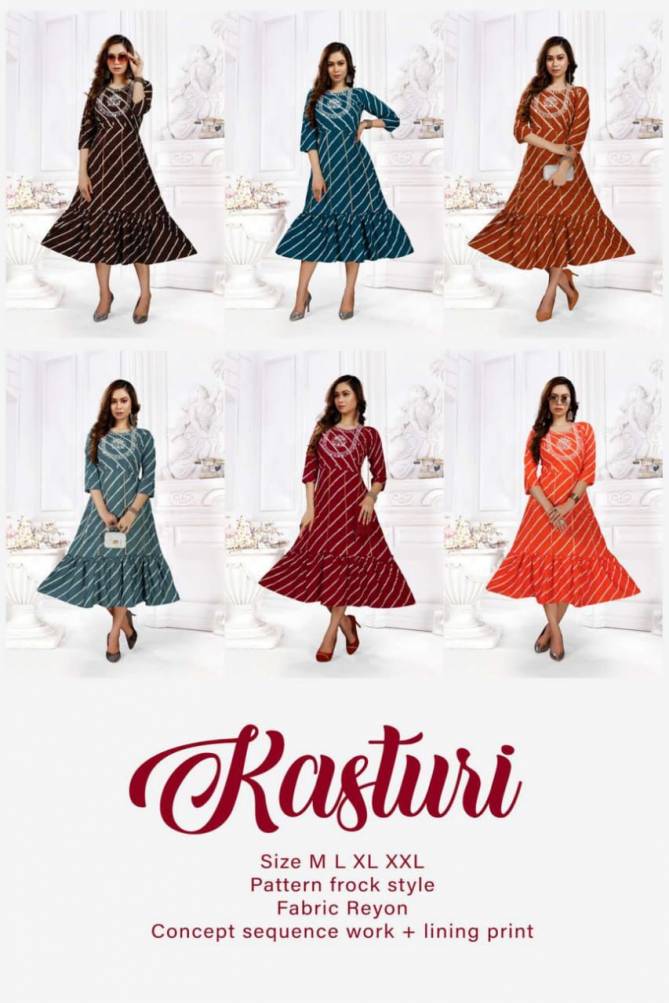 Kasturi 8151 Designer Fancy Festive Wear Heavy Rayon Anarkali  Kurti Collection